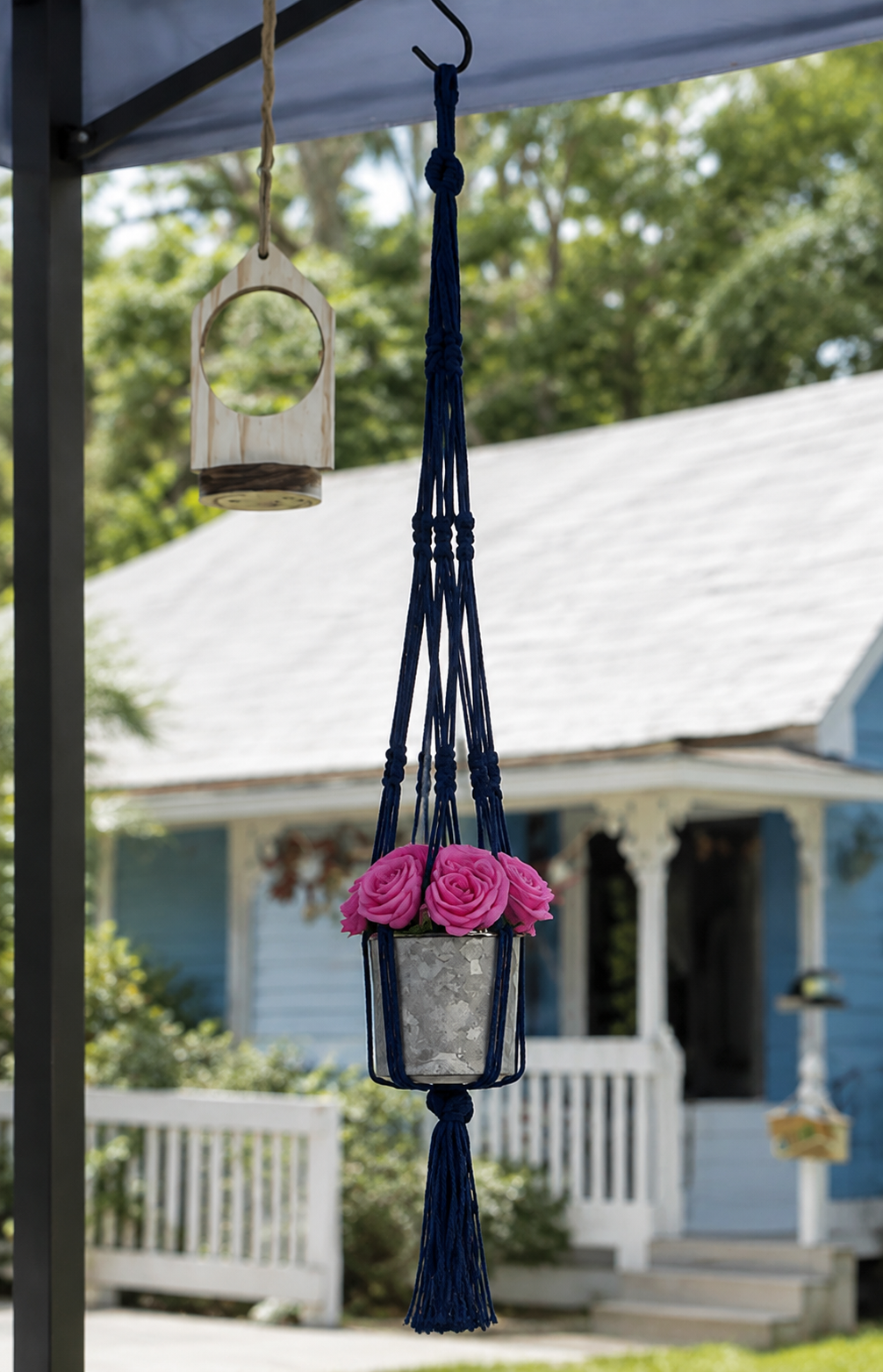 Handmade Navy Blue Macramé Plant Hanger