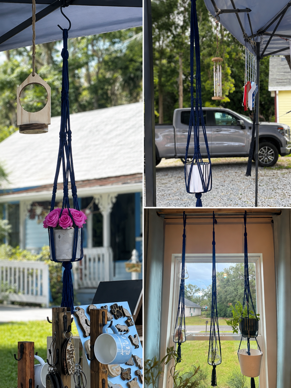 Handmade Navy Blue Macramé Plant Hanger