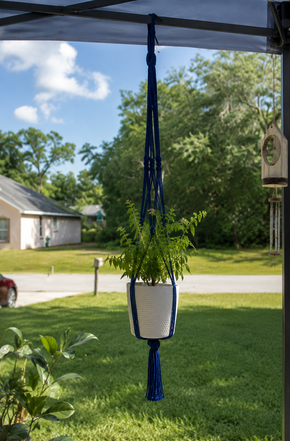 Handmade Navy Blue Macramé Plant Hanger