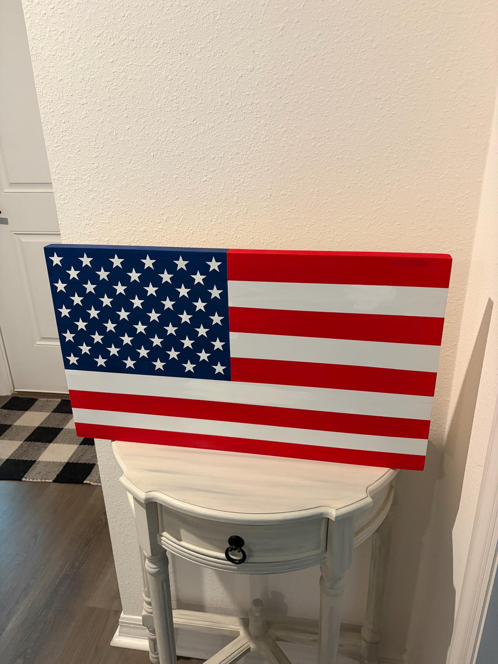 Hand-Painted Wooden American Flag Wall Sign — product photo 3