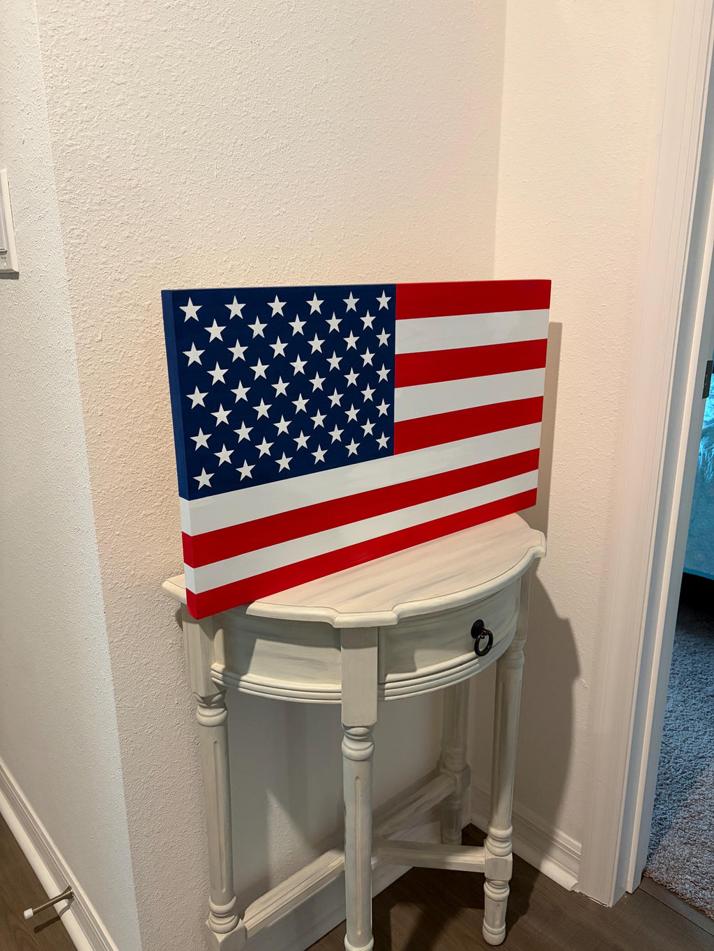Hand-Painted Wooden American Flag Wall Sign — product photo 4