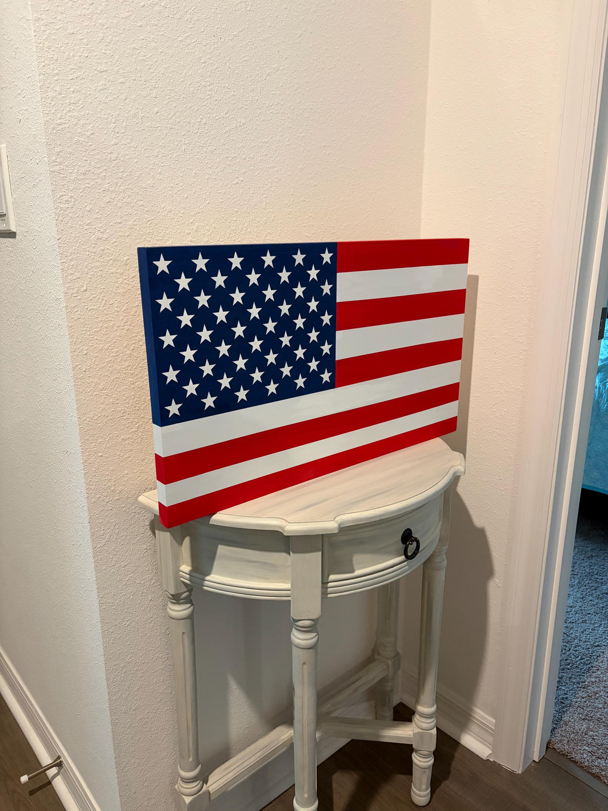 Hand-Painted Wooden American Flag Wall Sign — product photo 4