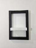 Handmade wall shelf with black pine frame and white ledge