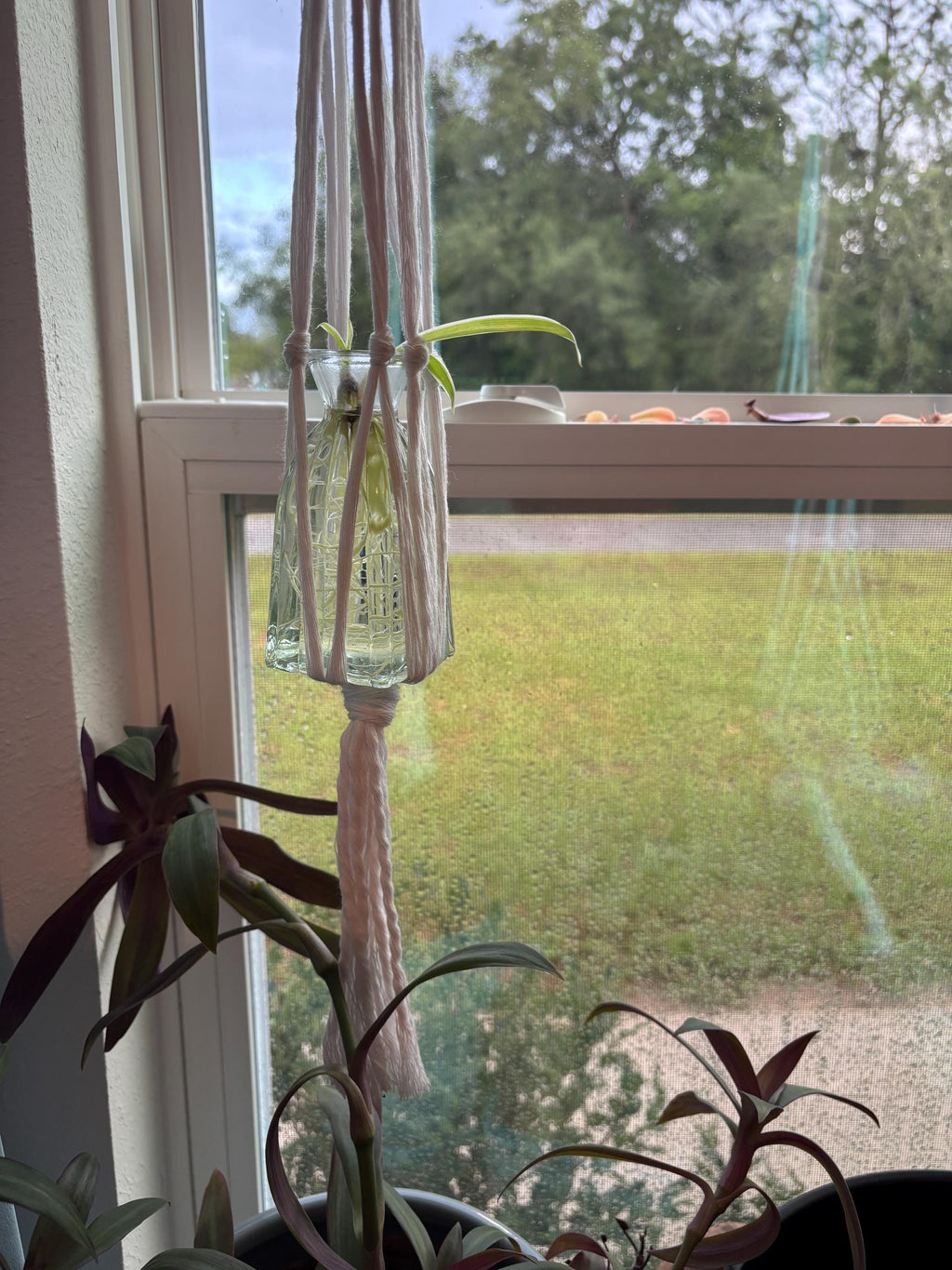 Handmade Navy Blue Macramé Plant Hanger — product photo 1