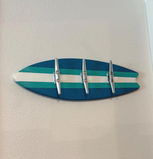 Hand-Painted Surfboard Wall Hook Rack — product photo 1