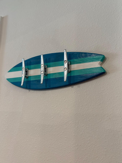 Hand-Painted Surfboard Wall Hook Rack — product photo 2