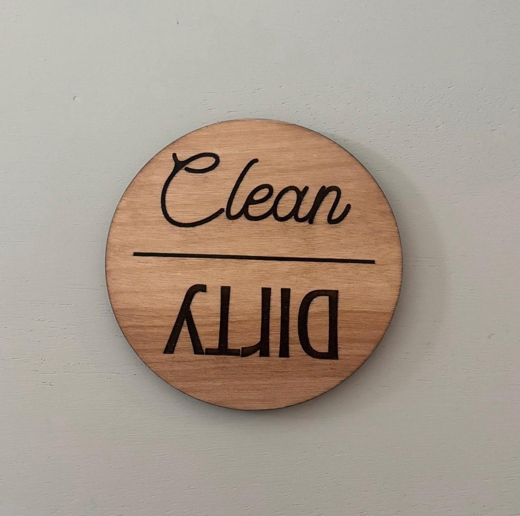 Wooden Clean & Dirty Dishwasher Magnet — product photo 2