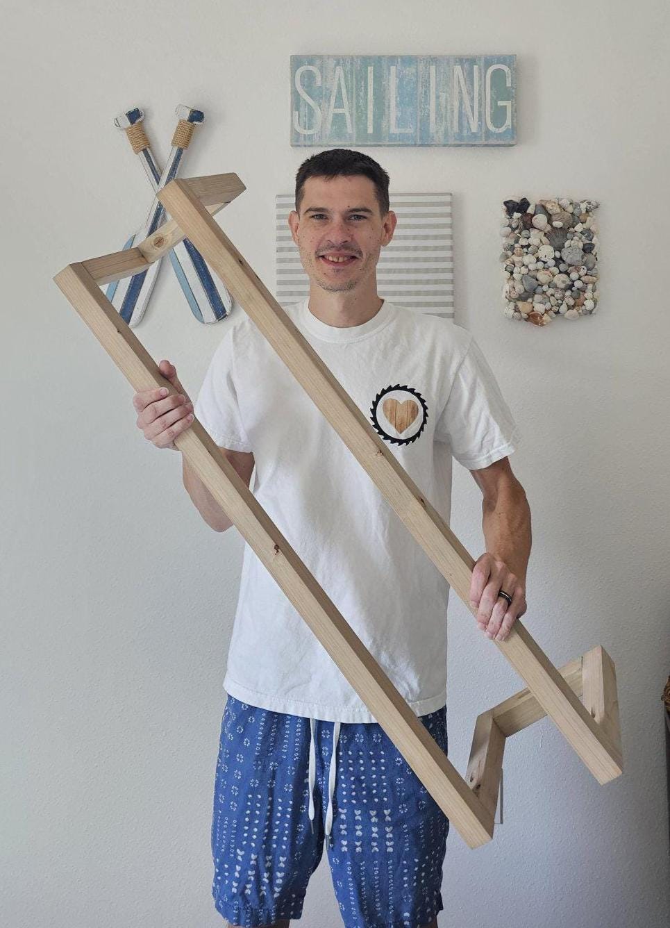 Wooden Wall-Mounted Blanket Rack – 40 Inch — product photo 2